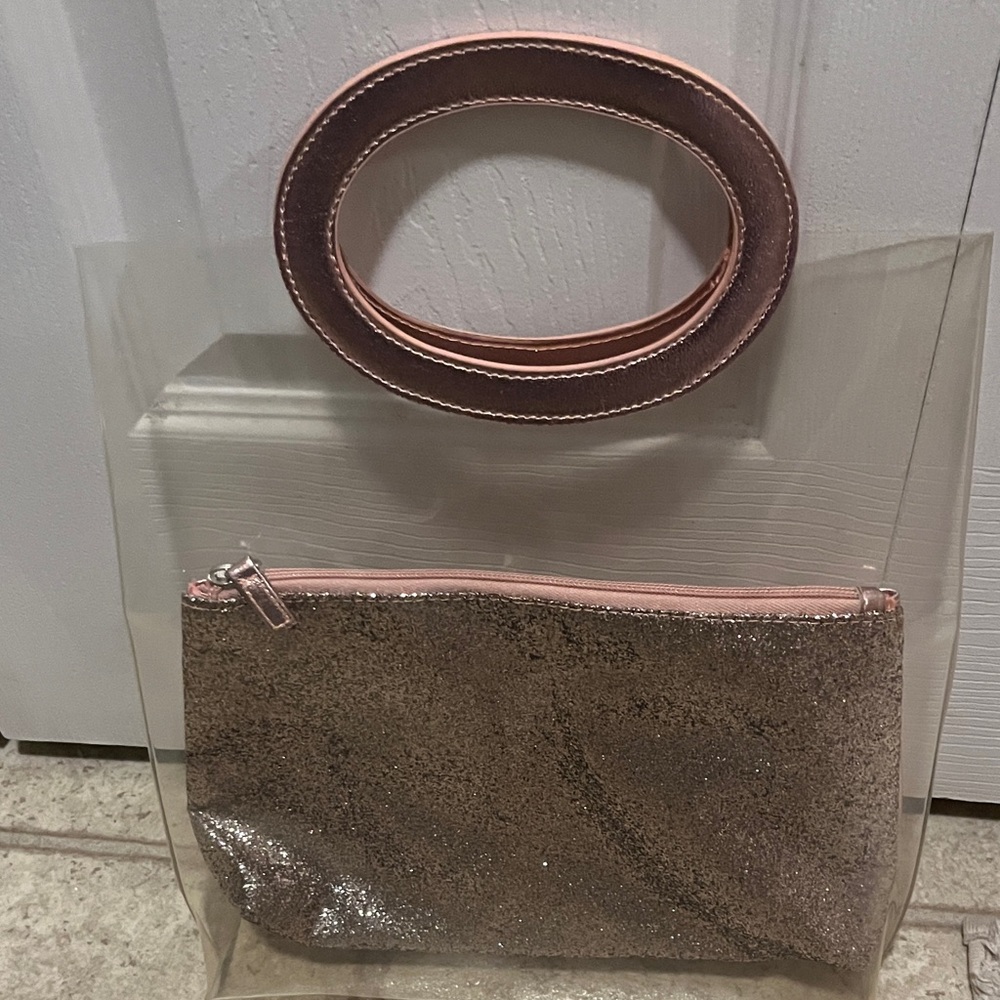 Elegant Transparent Tote with Pink Glitter Pouch